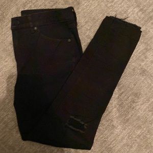 Express black distressed mid rise skinny jeans
